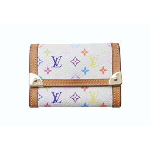 Louis Vuitton Porte Monnaie Plat Wallet Multicolor White Takashi Murakami